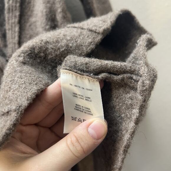 Anthropologie Rosie Neira Brown 100% Wool Cardigan XXS Petite Tie Waist Hooded - Picture 4 of 7